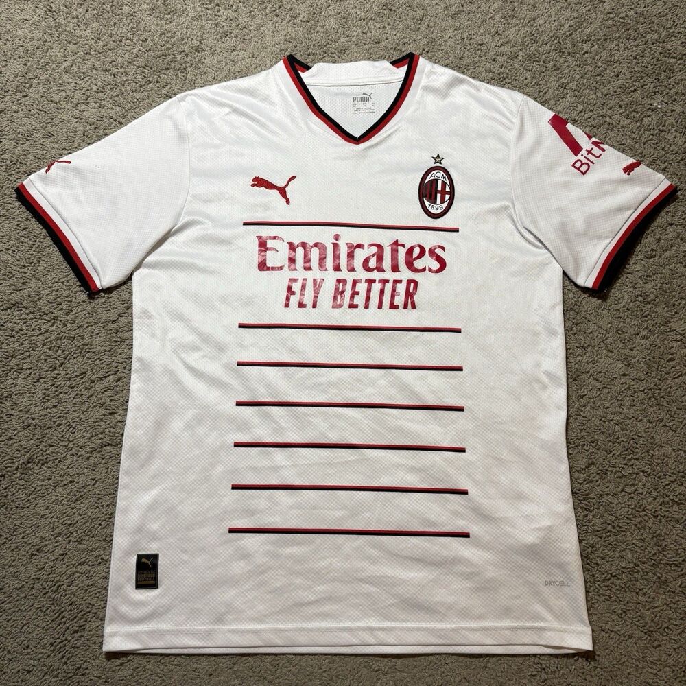 Puma AC Milan Soccer Jersey Mens XL White 2022-23 Away Kit Football Shirt Rare!
